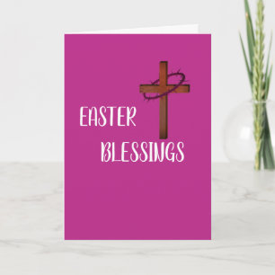 Easter Blessings Cross Vintage Bunny Card