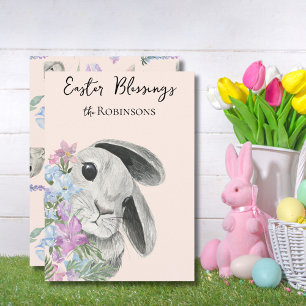 Easter Blessings Curious Easter Bunny Peach