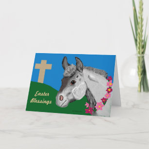 Easter Blessings Donkey Greeting Card