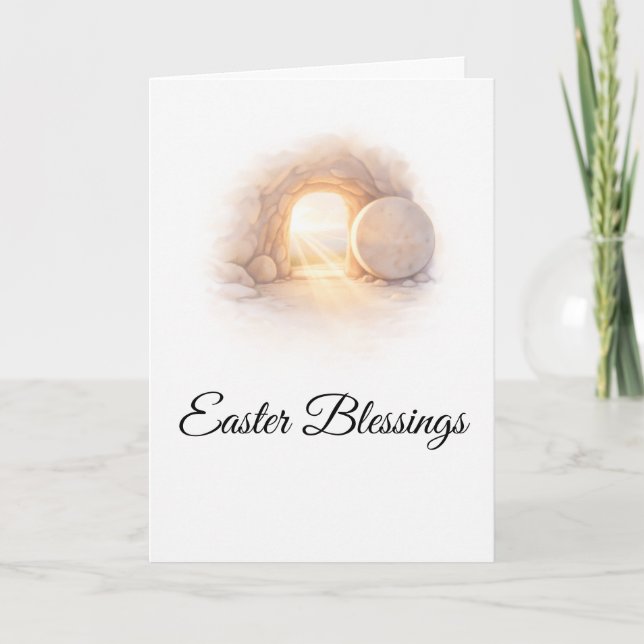 Easter Blessings Empty Tomb Christian Resurrection Card (Front)