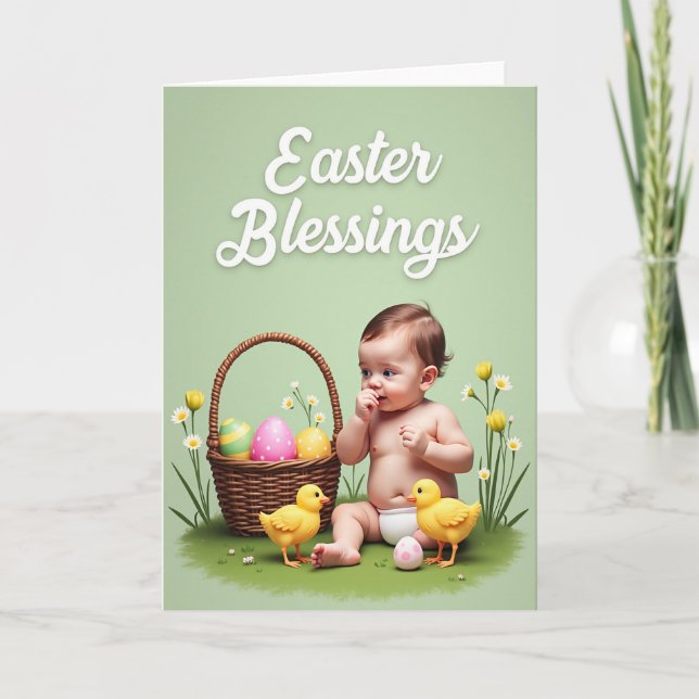 Easter Blessings Faux Gold Foil Card (Front)