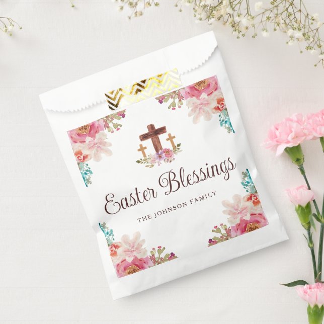 Easter Blessings Floral Cross  Favour Bag (Sealed)