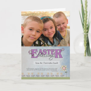 Easter Blessings flowers & scripture photo Holiday Card