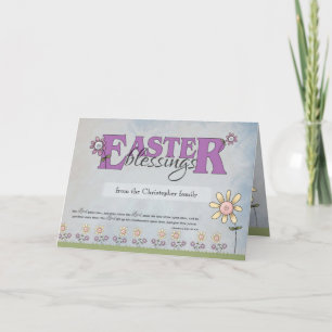 Easter Blessings flowers with scripture Holiday Card