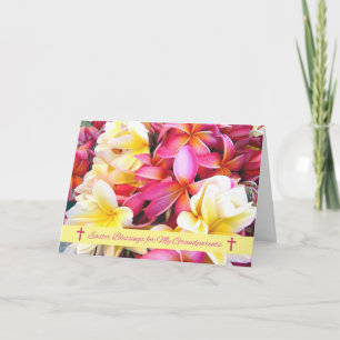 Easter Blessings for Grandparents Plumeria Flower Holiday Card