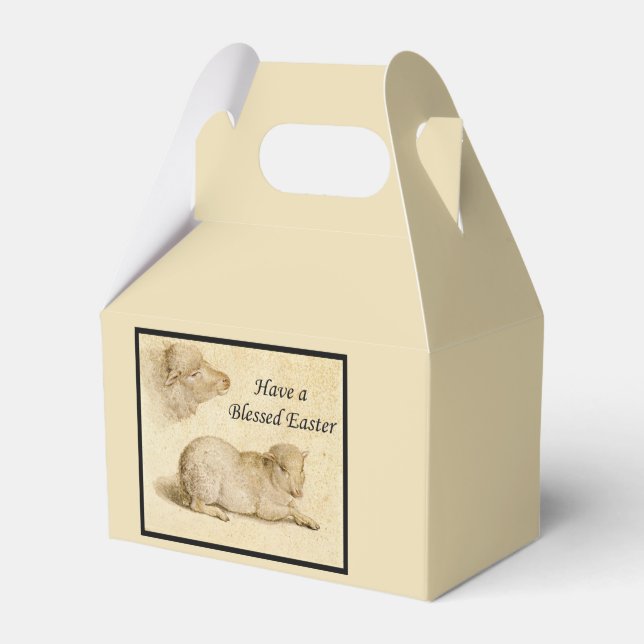 Easter Blessings Holbein's Resting Lamb Artwork Favour Box (Front Side)
