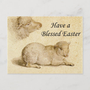 Easter Blessings Holbein's Resting Lamb Artwork Holiday Postcard