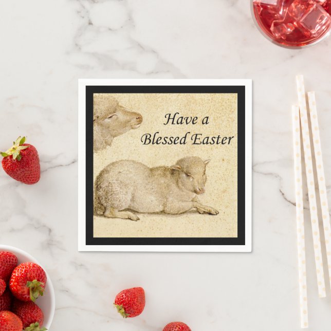 Easter Blessings Holbein's Resting Lamb Artwork Napkin (Insitu)