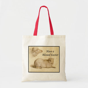 Easter Blessings Holbein's Resting Lamb Artwork Tote Bag