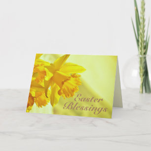 Easter Blessings, John 11:25-26, Daffodils Holiday Card