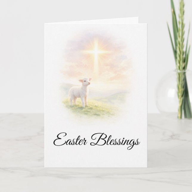 Easter Blessings Lamb of God Christian Easter Card (Front)