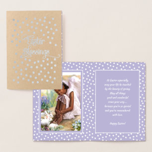 Easter Blessings. Little African American Angel Foil Card