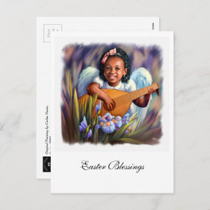 Easter Blessings. Little African American Angel  Holiday Postcard