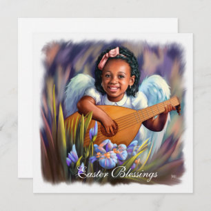 Easter Blessings. Little Afro Angel Flat Cards