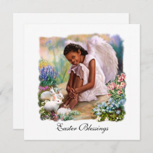 Easter Blessings. Little Afro Angel Flat Cards