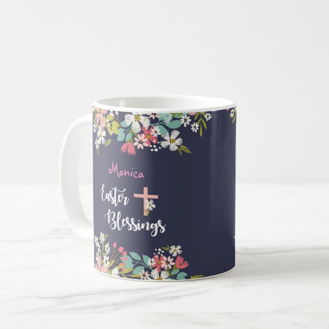 Easter Blessings of Risen Christ Flowers Coffee Mug (Front Left)