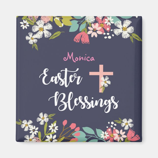 Easter Blessings of Risen Christ Flowers Magnet (Front)