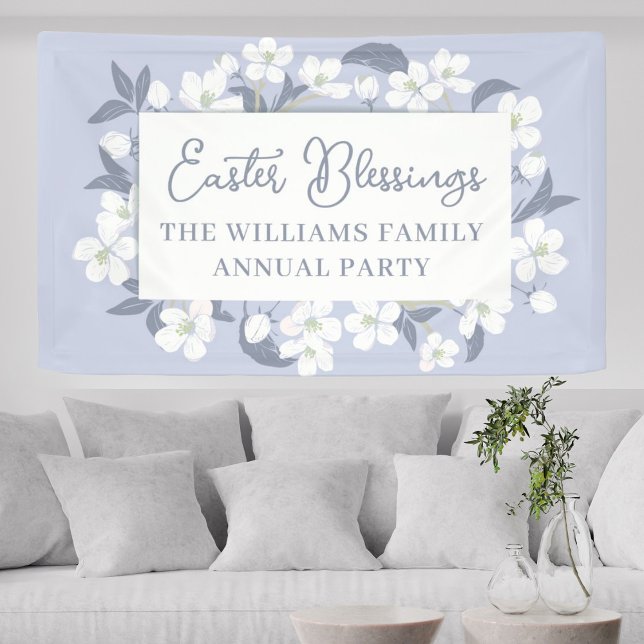 Easter Blessings Pretty Purple Floral Personalised Banner (Creator Uploaded)
