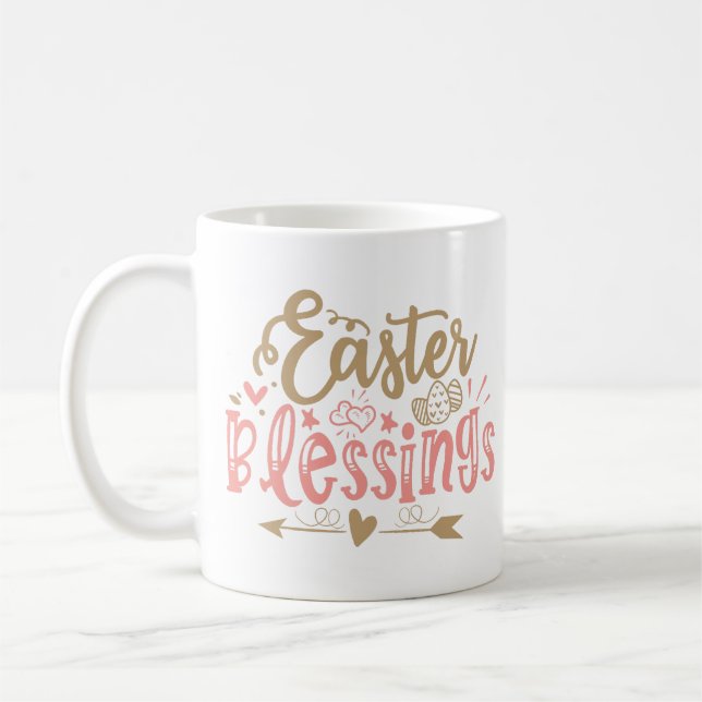 Easter Blessings Pretty Quote Coffee Mug (Left)
