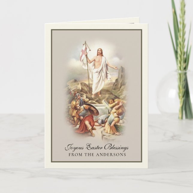 Easter Blessings Resurrection Jesus Prayer Holiday Card (Front)