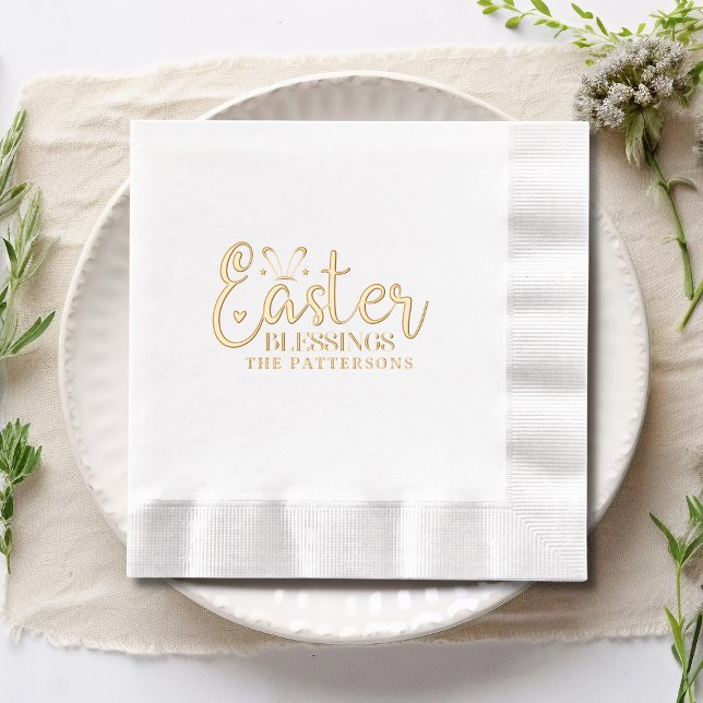 Easter Blessings Script Typography Religious Name Foil Napkins (Creator Uploaded)
