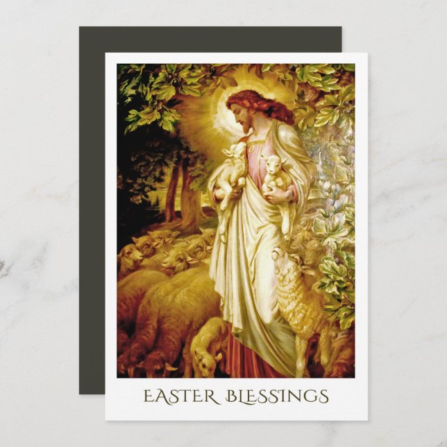 Easter Blessings. The Good Shepherd Painting Holiday Card (Front/Back)