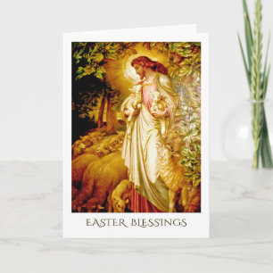 Easter Blessings. The Good Shepherd Painting Holiday Card