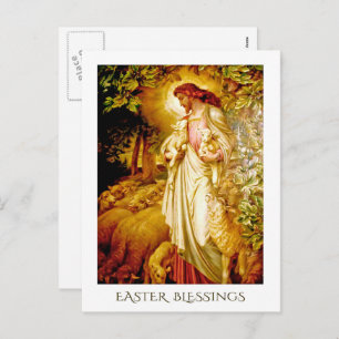 Easter Blessings. The Good Shepherd Painting Holiday Postcard