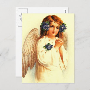 Easter Blessings. Vintage Praying Angel Religious Holiday Postcard
