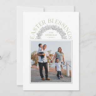 Easter Blessings Wreath Arch Photo Card - Green