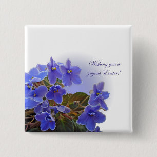 Easter Blue African Violets 15 Cm Square Badge