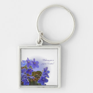 Easter Blue African Violets Key Ring