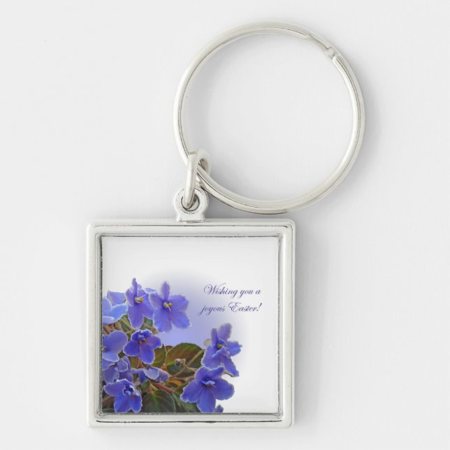 Easter Blue African Violets Key Ring (Front)