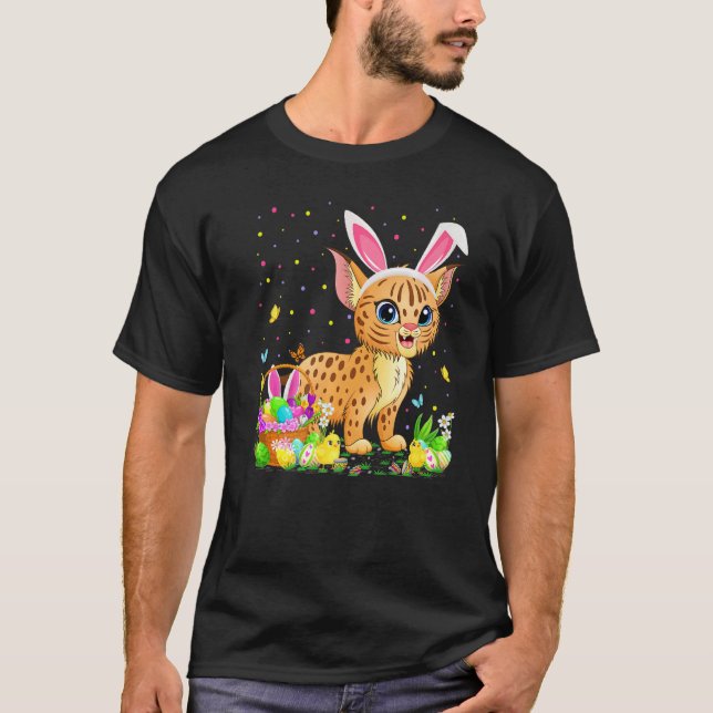 Easter Bobcat Bunny Egg Hunting Bobcat Easter Sund T-Shirt (Front)