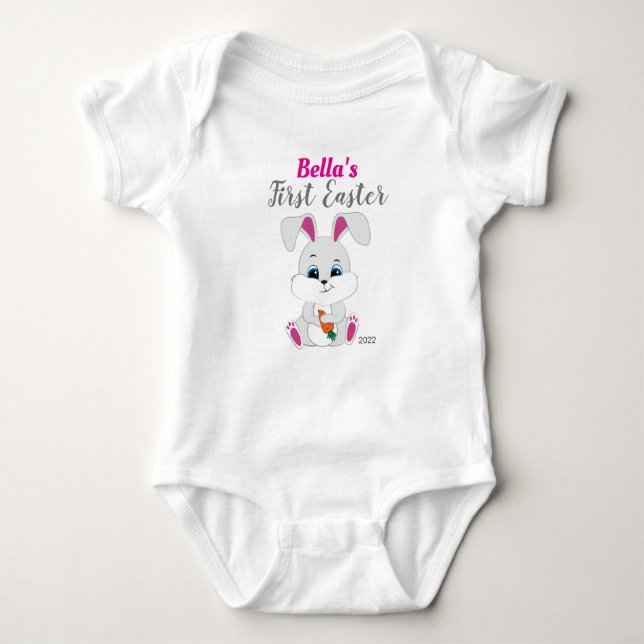 Easter Bodysuit with Cute Bunny for Baby Girl (Front)