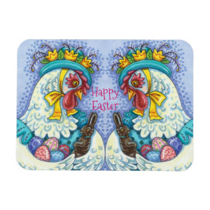 EASTER BONNET AND EGGS, SPRING CHICKEN Colourful Magnet