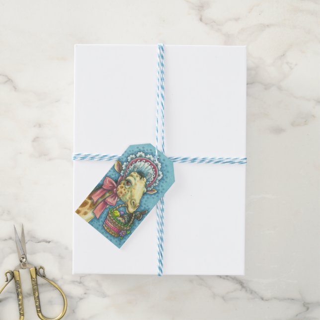 EASTER BONNET GIRAFFE GIFT TAGS Set (With Twine)