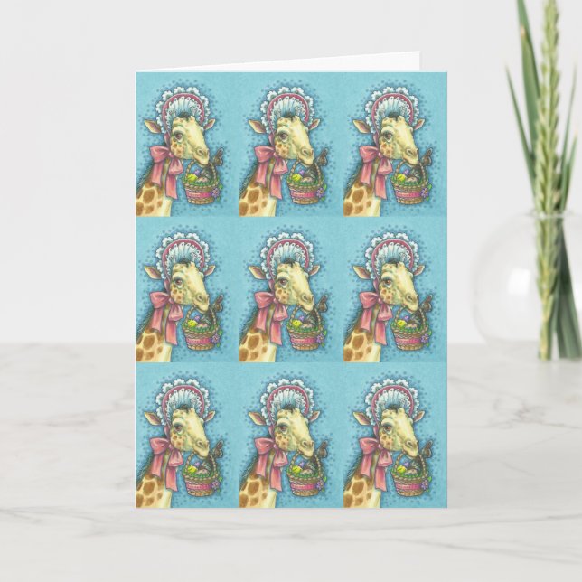 EASTER BONNET GIRAFFE, HOLIDAY GREETING CARD verse (Front)