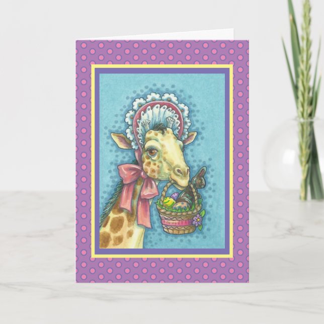 EASTER BONNET GIRAFFE, HOLIDAY GREETING CARD verse (Front)
