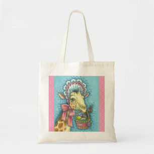 EASTER BONNET GIRAFFE, SPRING TOTE BAG