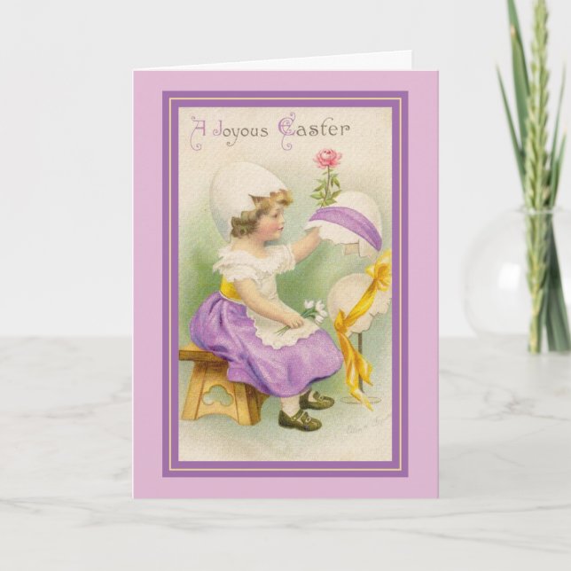 Easter Bonnet Girl Vintage Image Holiday Card (Front)