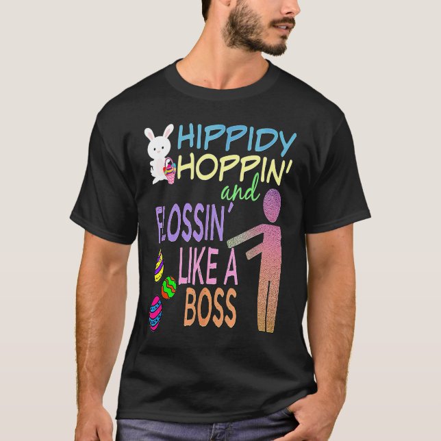 Easter Boss  Bunny & Decorated Eggs T-Shirt (Front)