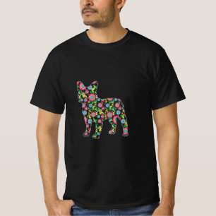 Easter Boston Terrier Dog Easter Spring Flowers T-Shirt