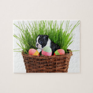 Easter Boston Terrier  dog Jigsaw Puzzle