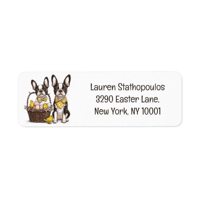 Easter Boston Terrier Dogs Return Address Label (Front)