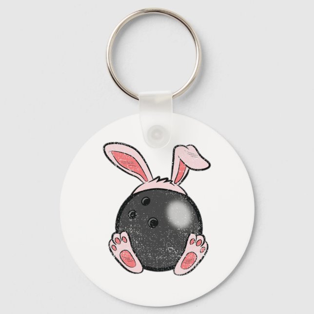 Easter Bowling Lover Bunny Ears Ll Cute Rabbit Spo Key Ring (Front)