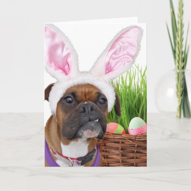Easter boxer dog holiday card (Front)