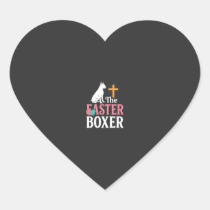 Easter Boxer Dog Vintage Engraving Shirt Heart Sticker