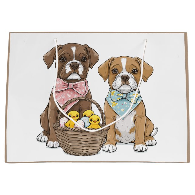 Easter Boxer Dogs Large Gift Bag (Front)