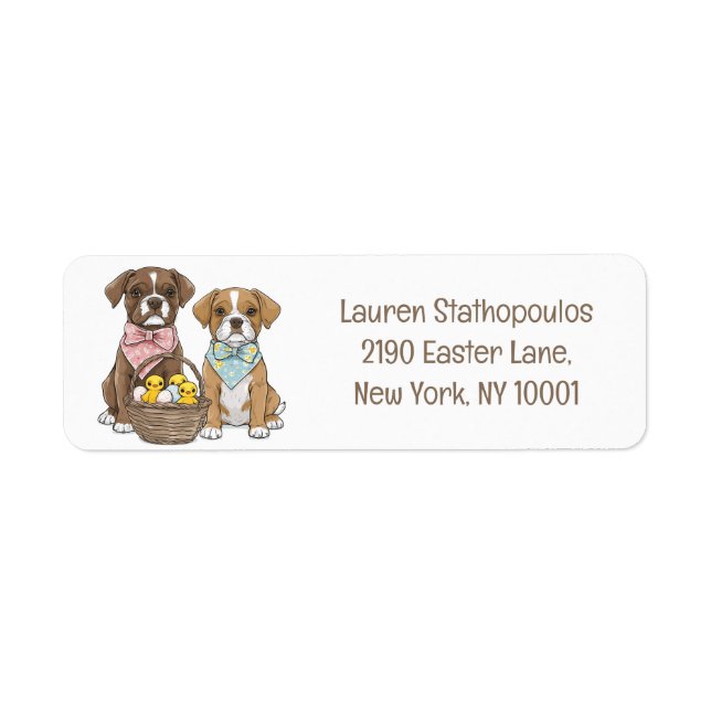 Easter Boxer Dogs Return Address Label (Front)
